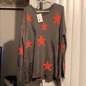 Distressed oversized sweater. Never worn NWT